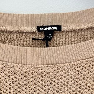 Monrow honeycomb knit cut off raglan